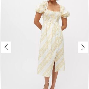 For Love & Lemons Lucie Smocked Midi Dress